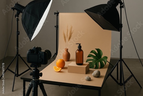Product photography setup for beauty items studio still life simple composition