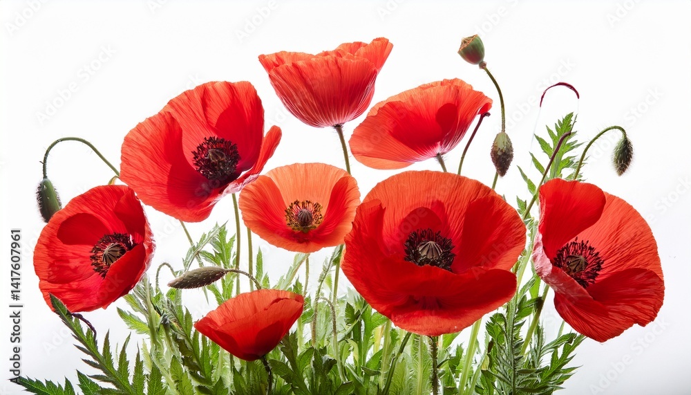 Fototapeta premium poppies isolated on white background