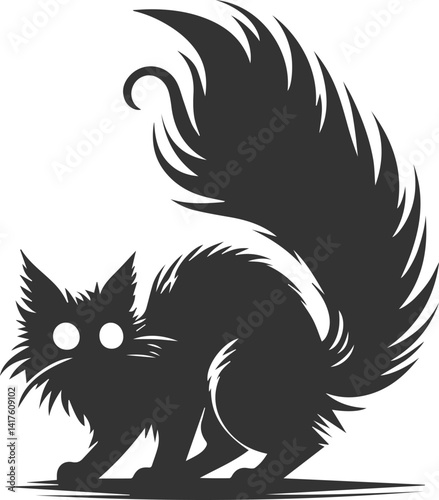 Angry vector black cat animal silhouette
