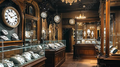 Elegant Watch Store Interior, Showcase of Luxury Timepieces and Craftsmanship