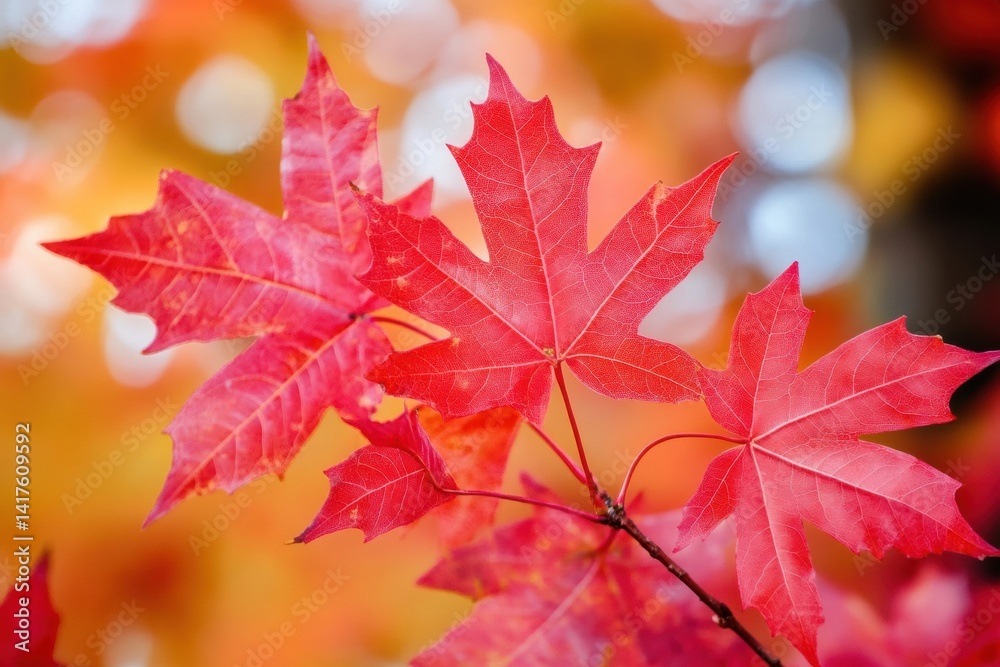 Vibrant red maple leaves in autumn sunshine Vibrant red maple leaves in autumn sunshine