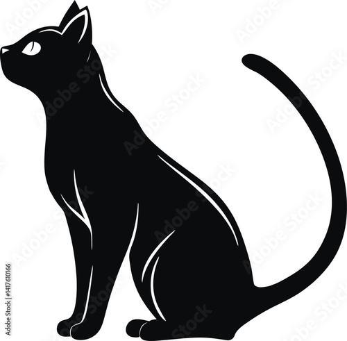 Cat Silhouette Vector Illustration - Elegant and Minimalistic Design for Creative Projects.