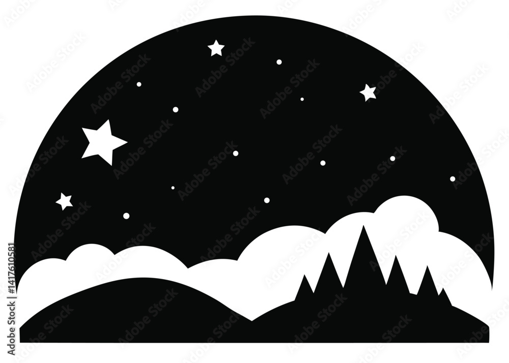Obraz premium Night Sky with Twinkling Stars Illustration