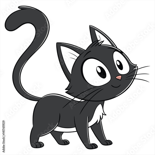 black and white cat cartoon