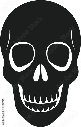 Flat Icon Style Creepy Skull with Hollow Features