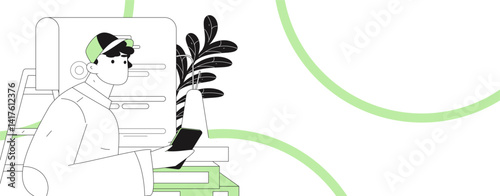 Virtual characters social communication concept business flat vector hand drawn illustration
