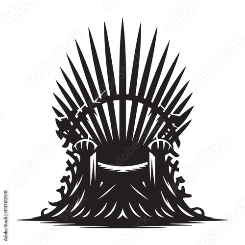 Vector Black silhouettes Intricate Throne of Blades A Stark Symbol of Power. with white background