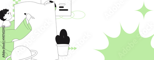 Virtual characters social communication concept business flat vector hand drawn illustration
