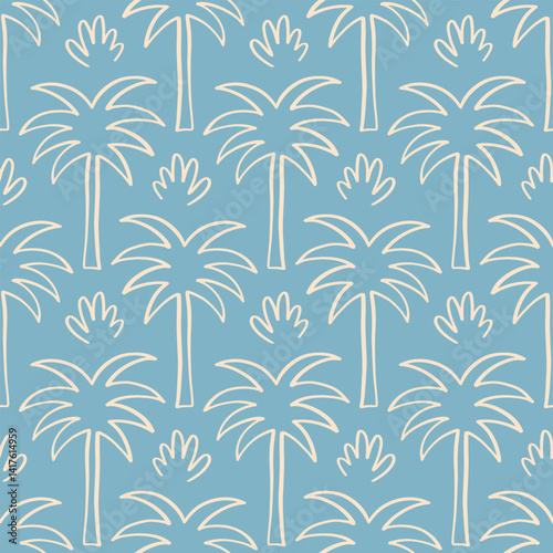Palm tree seamless pattern tropical background
