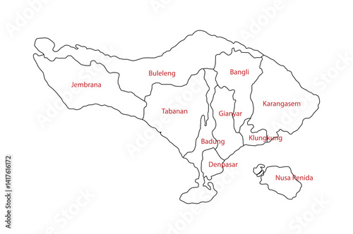 Bali Map Outline by Region