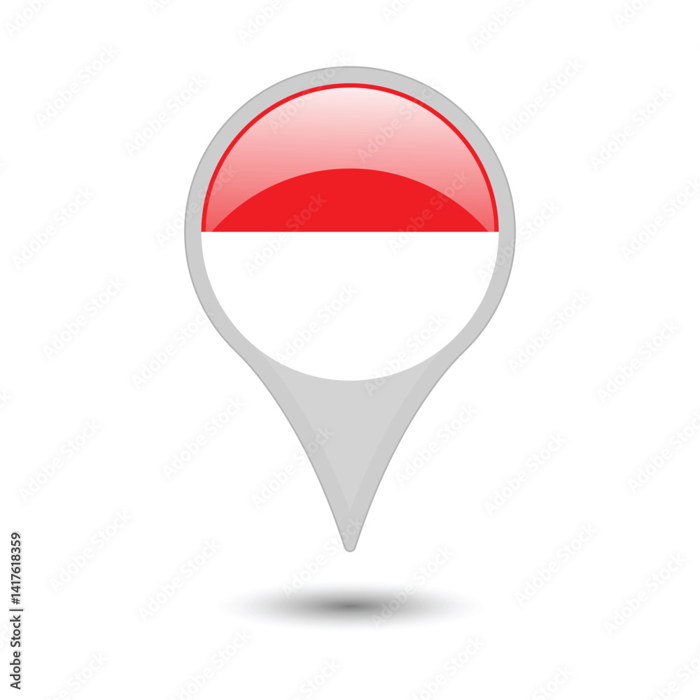 Map of Indonesia with red location pin icon Map of Indonesia with red location pin icon