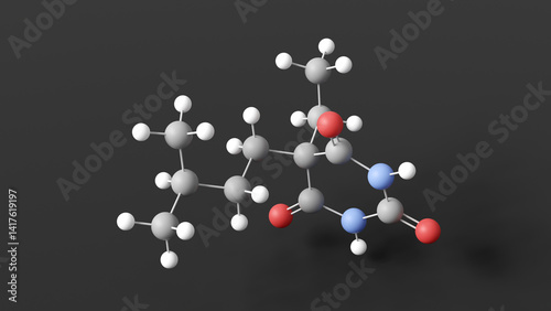 Fotografi amobarbital molecule 3d, molecular structure, ball and stick model, structural c