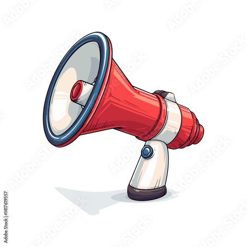 Loudspeaker Announcement Illustration Red and White Megaphone Graphic