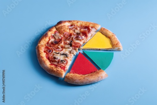 Slice of pizza shaped like a pie chart - business metaphor