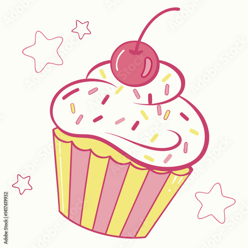 sweet cupcake icon. Flat vector clipart