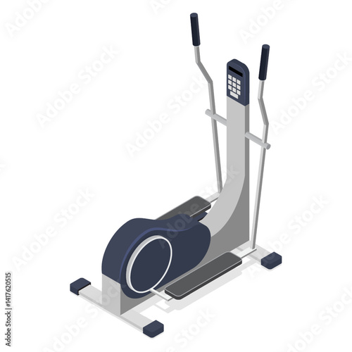 Sports equipment for gym. 3d flat isometric vector illustration elliptical machine for cardio workout.