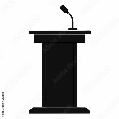 Black silhouette of a podium with microphone for public speaking