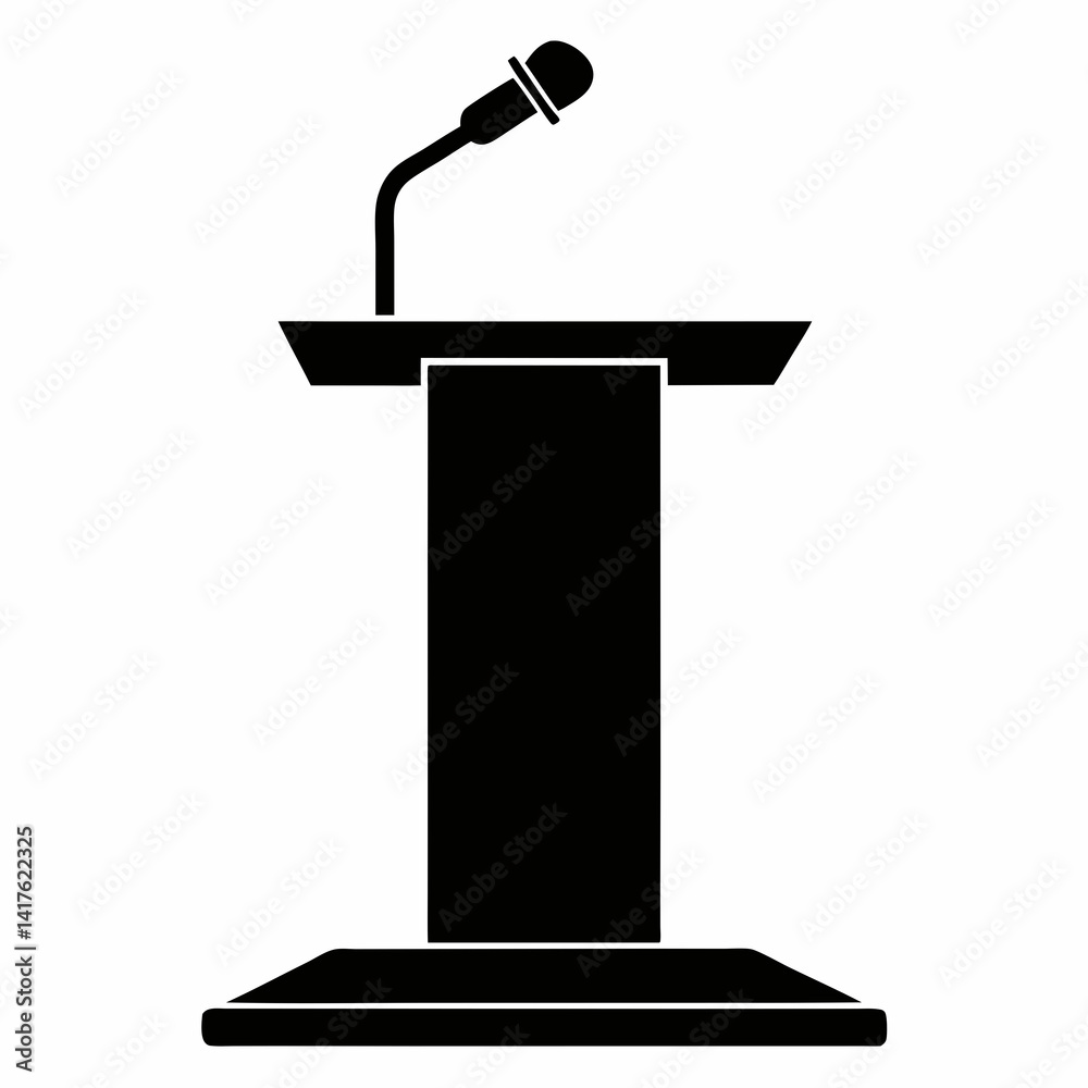 Black silhouette of a podium with microphone for public speaking Black silhouette of a podium with microphone for public speaking