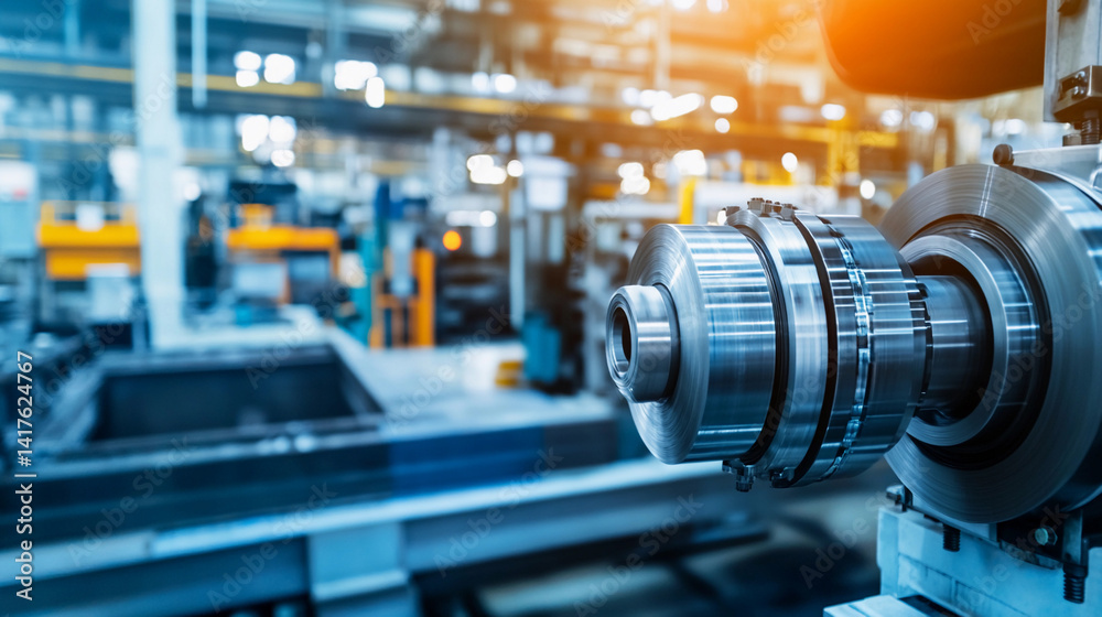 Bright focus on steel machinery in modern workshop Generative AI Bright focus on steel machinery in modern workshop Generative AI