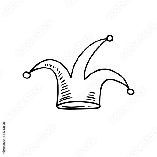 Hand-drawn jester joker comedy cap vector comedian hat illustration.
