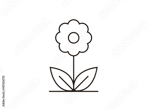 Flower line icon. sun, vector illustration Simple line sign for flower delivery app