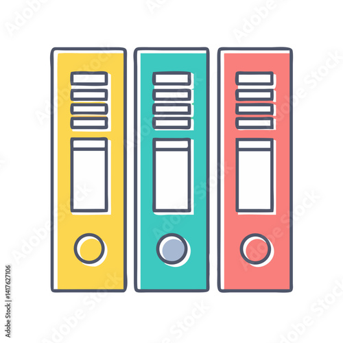 Three colorful ring binders stand in a row, ready for organization