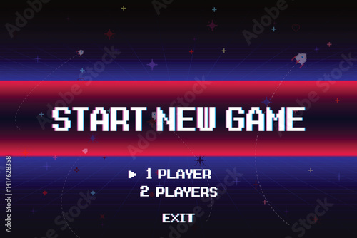 Start new game by selecting a player or exiting the game's main menu. Modern trendy game background with lighting effect. Vector illustration