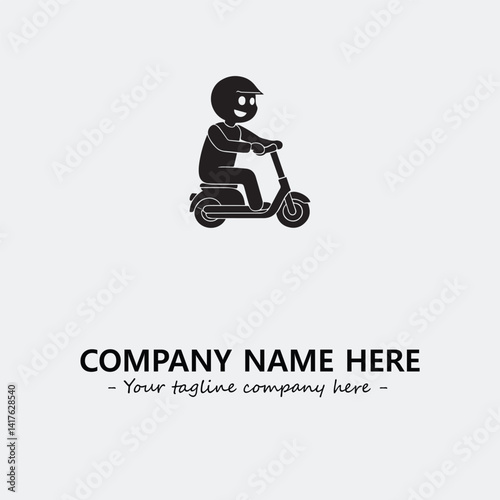 Scooter silhouette illustration black and white for logo company vector image
