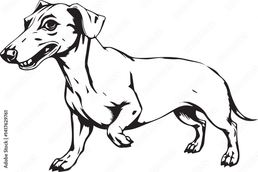 Obraz premium A dachshund dog. Hand drawn vector illustration
