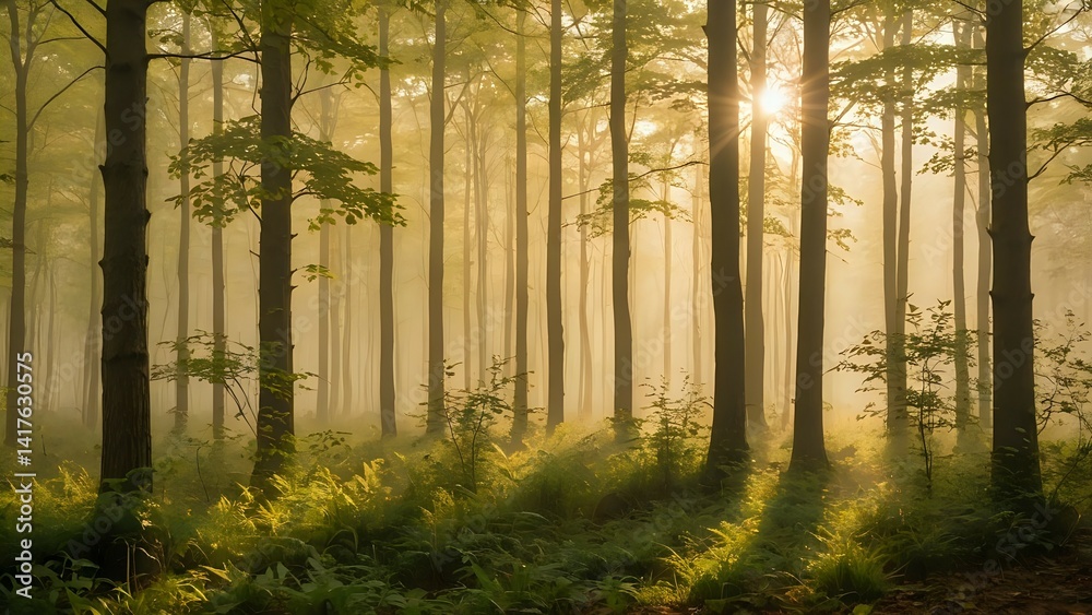 Naklejka premium morning in the forest