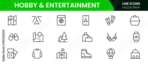 Hobby and Entertainment linear icon collection. Hobby, and Entertainment icons. Thin line icons collection. Vector illustration