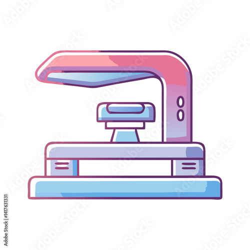 Stylish retro vector illustration of a blue and pink stapler on white