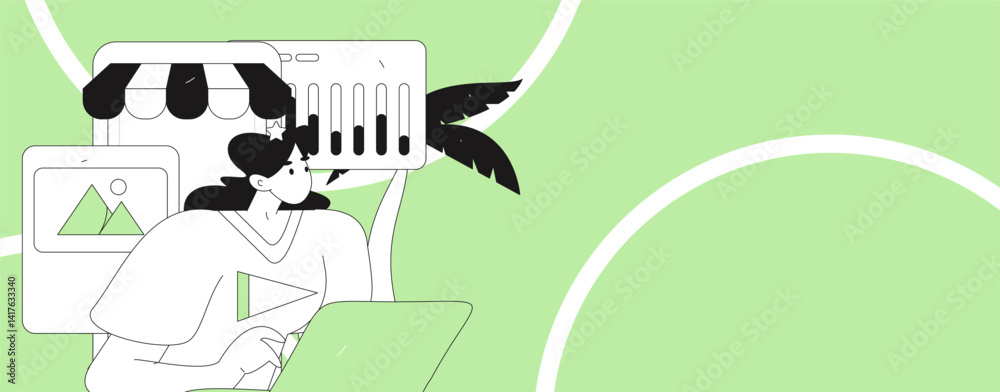 Fototapeta premium Flat vector illustration of business people operating work scene 