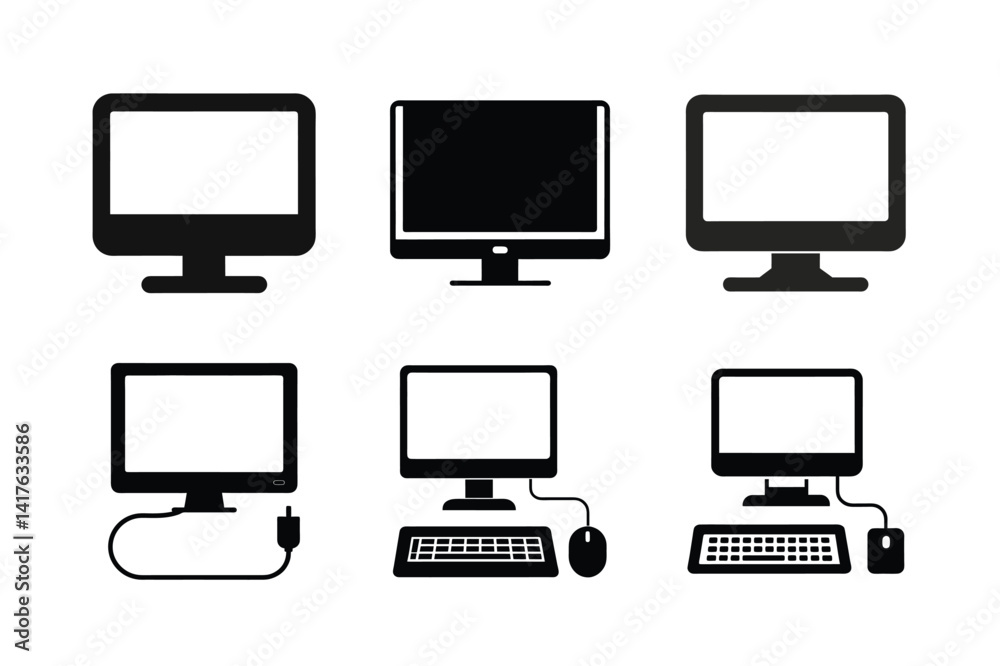 Computer Silhouette vector bundle illustration, Set of Computer Silhouette Computer Silhouette vector bundle illustration, Set of Computer Silhouette