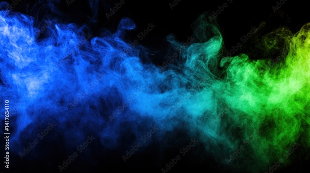 Fototapeta premium Vibrant, colorful smoke swirls against a black backdrop.