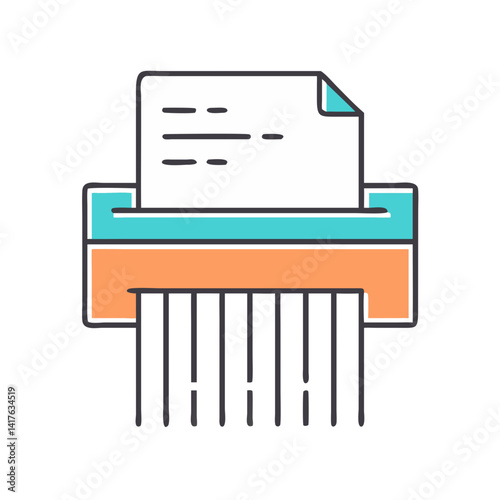 Colorful doodle illustration of a paper shredder for document security and privacy