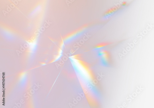 Prismatic light fractures across with sharp vibrant rainbows that intersect and overlap on transparent background