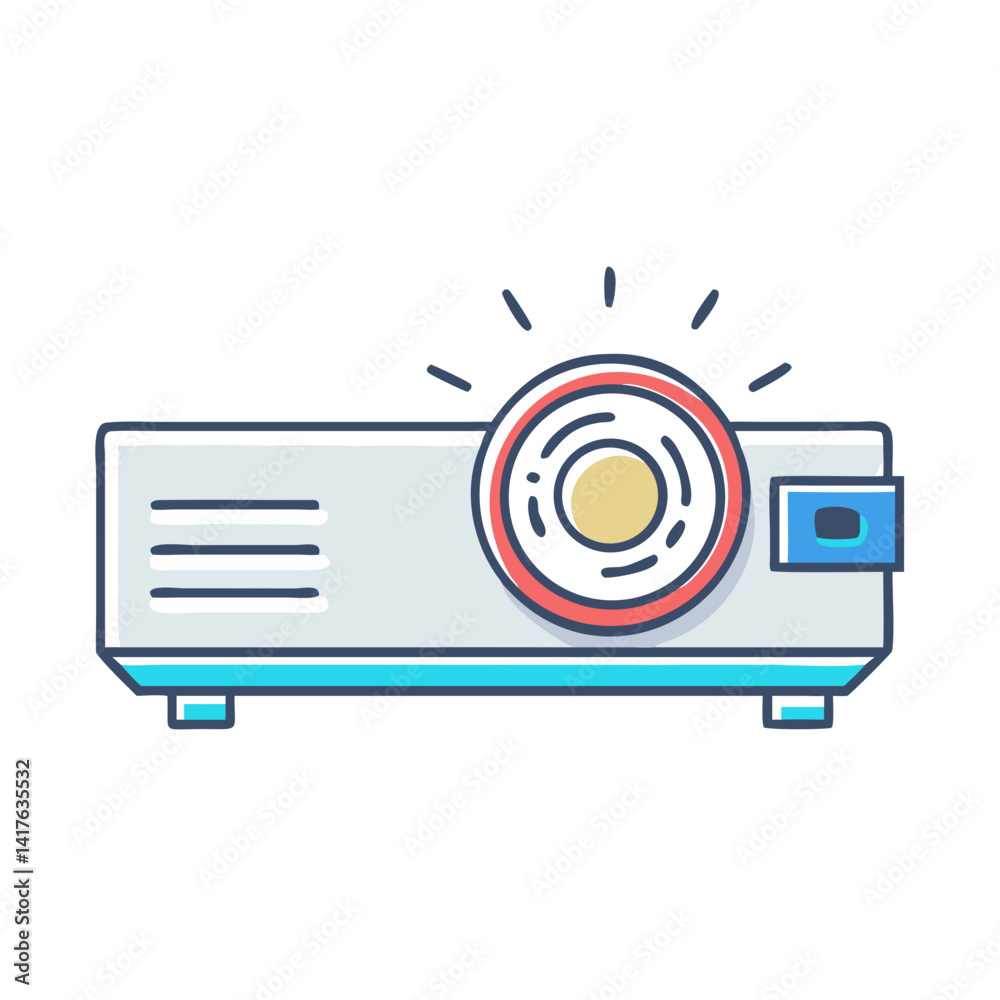 Illustration of a projector projecting light with a playful and modern aesthetic Illustration of a projector projecting light with a playful and modern aesthetic