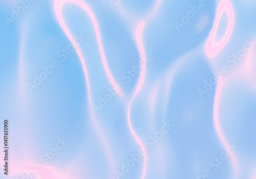 Soft flowing waves of pale blue blend with subtle hints of pink, liquid-like texture on transparent background