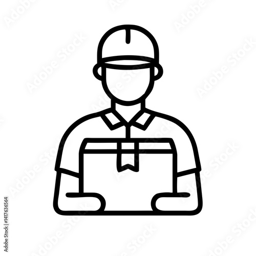 Delivery Person Holding Package Box Icon Design