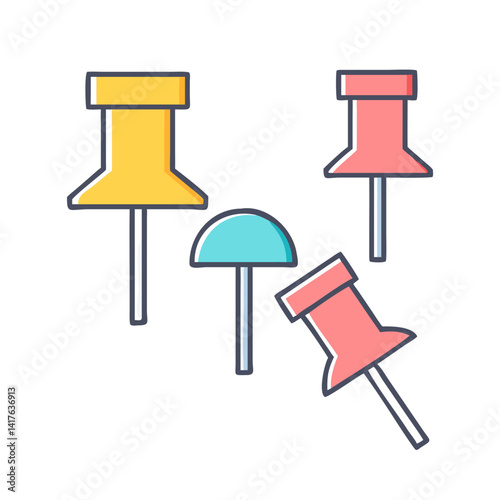 An assortment of colorful push pins with a clean and simple design