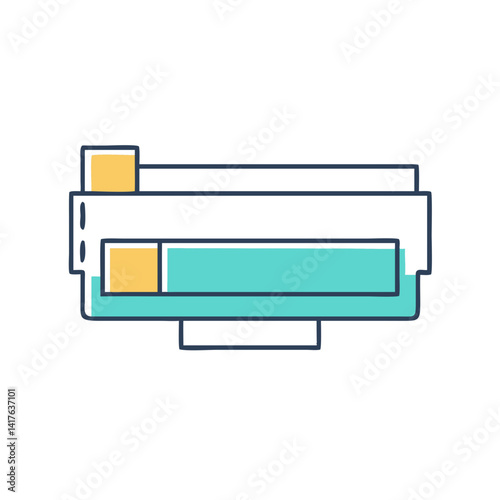 Stylized printer icon representing ink levels with yellow and blue colors