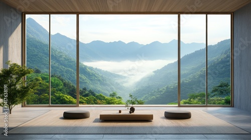 Serene Mountain View from Minimalist Room