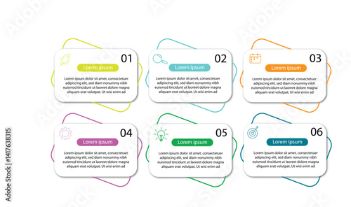 vector infographic template design element whit 6 option or step vector illustration