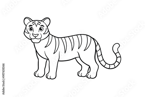tiger line art vector illustration on white background