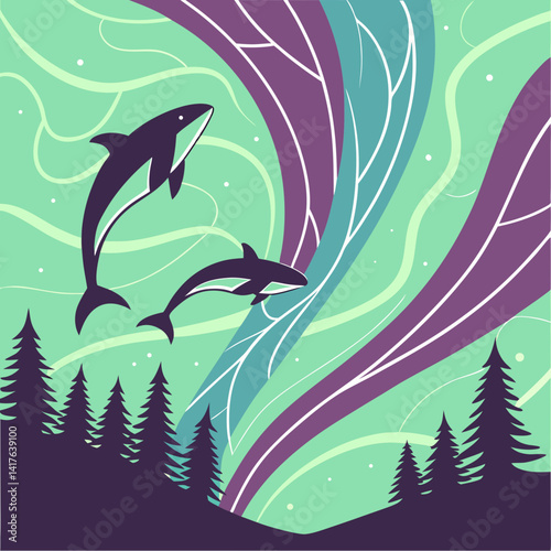 Aurora-inspired blend of soft curves and electric highlights
