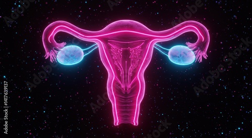 Fototapeta Naklejka Na Ścianę i Meble -  Neon Uterus Illustration