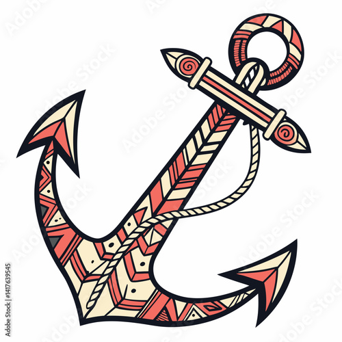 Tribal anchor design with bold patterns and wild textures