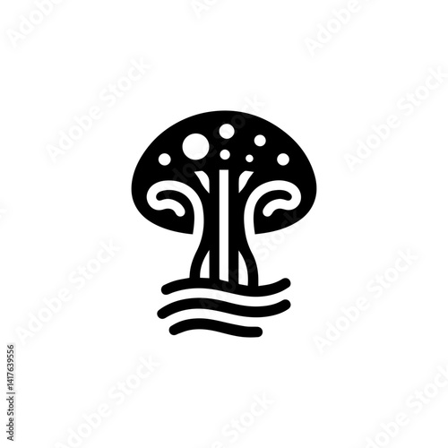 Simple Mushroom Illustration: A clean and minimalist outline of a mushroom, perfect for educational or design projects.