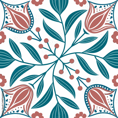 Symmetrical floral motifs inspired by eastern euro